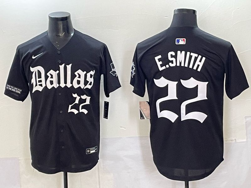 Men 2025 Nike Dallas Cowboys #22 E.Smith Black 5th generation Joint Name Limited NFL Jersey 09